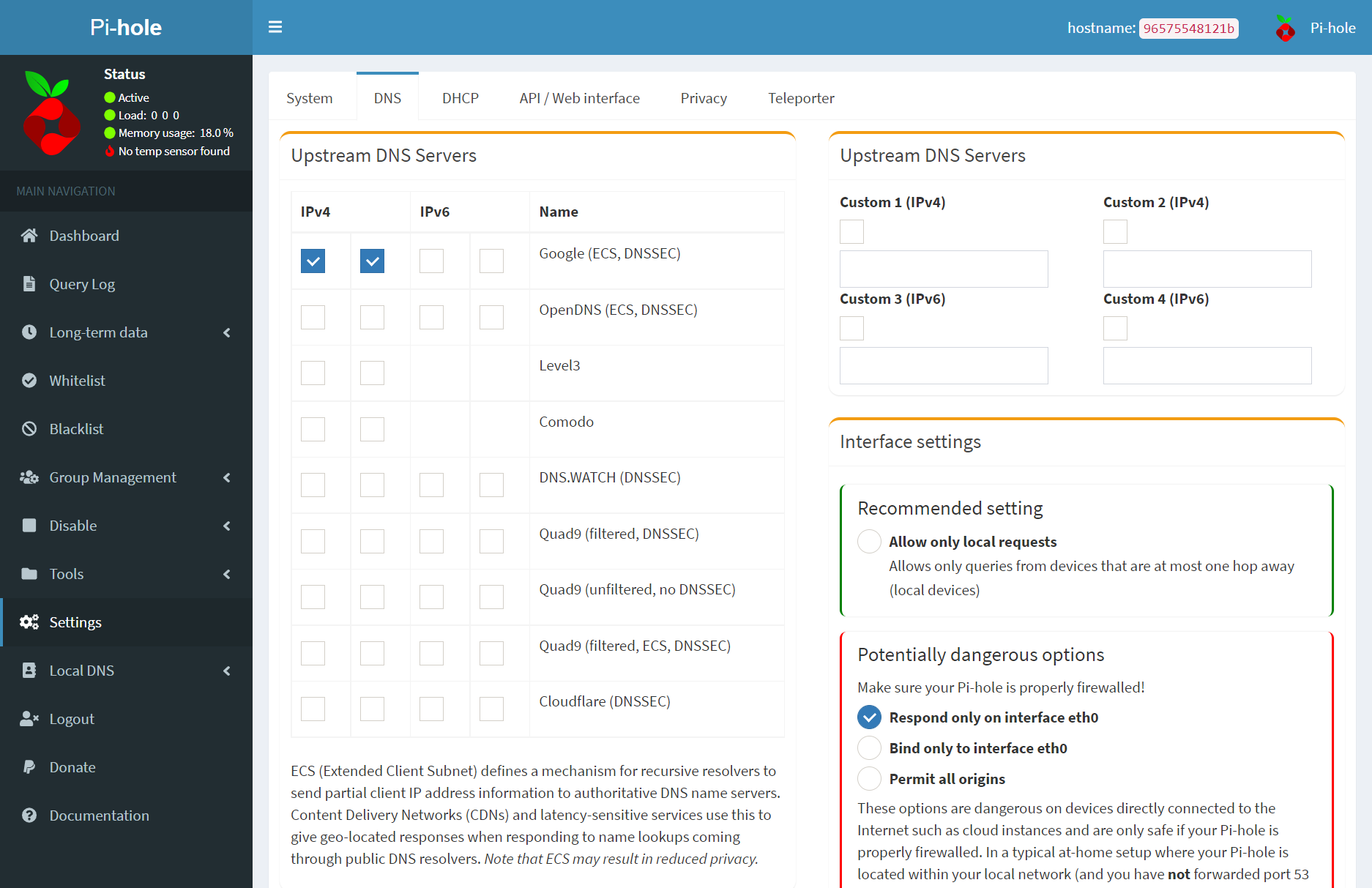 Cấu hình Upstream DNS Servers