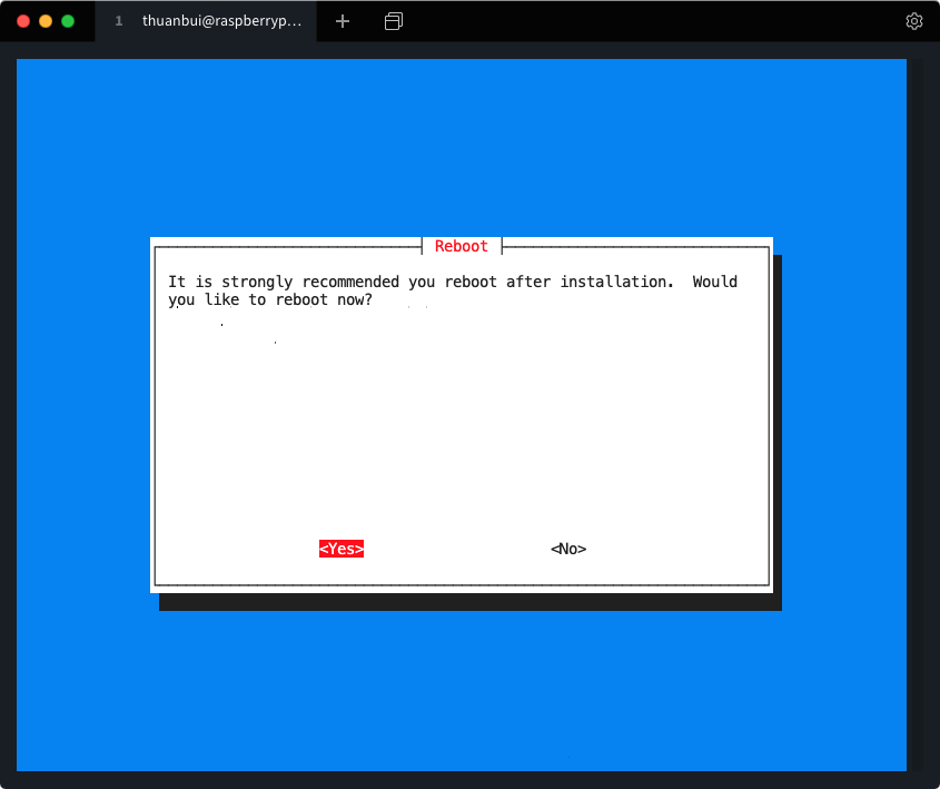 Chọn Yes để khởi động lại máy