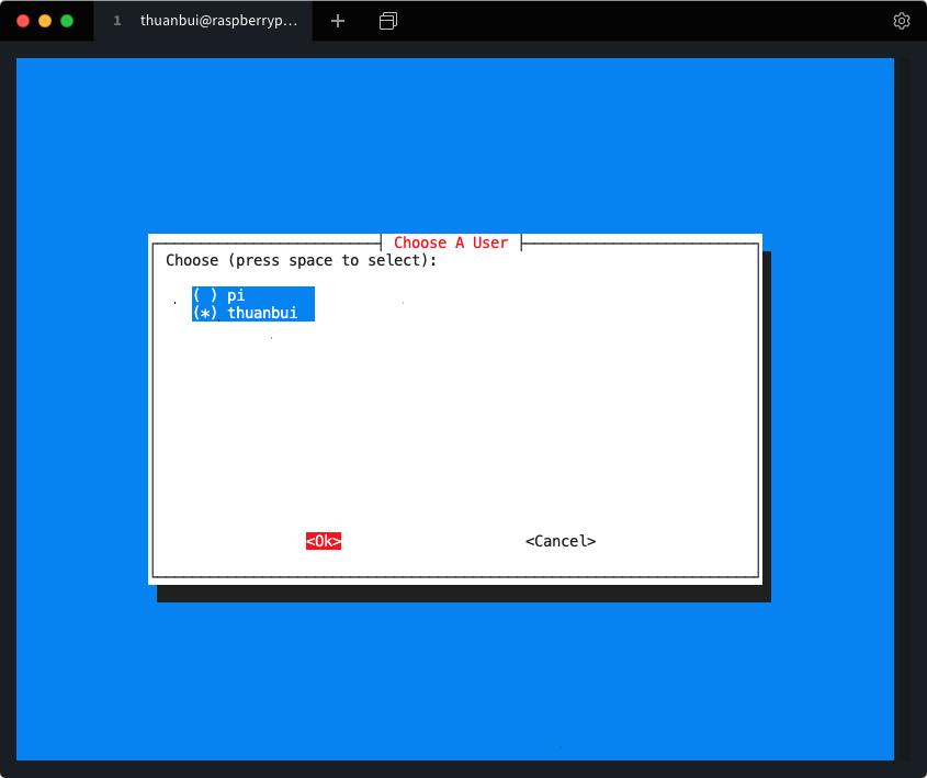 Chọn tài khoản mới vừa tạo ở bước trên và chọn OK