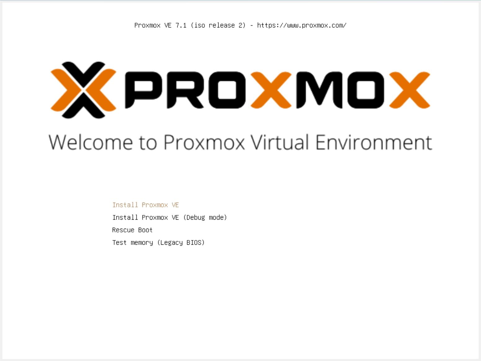 Màn hình khởi động trình cài đặt Proxmox VE