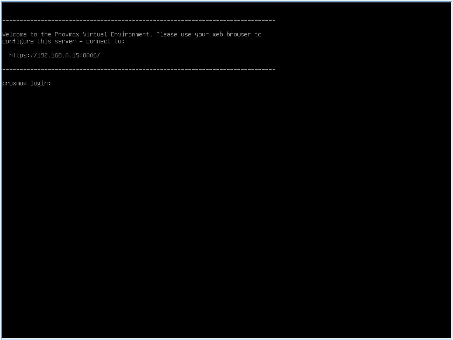 Proxmox boot vào giao diện dòng lệnh sau khi cài xong