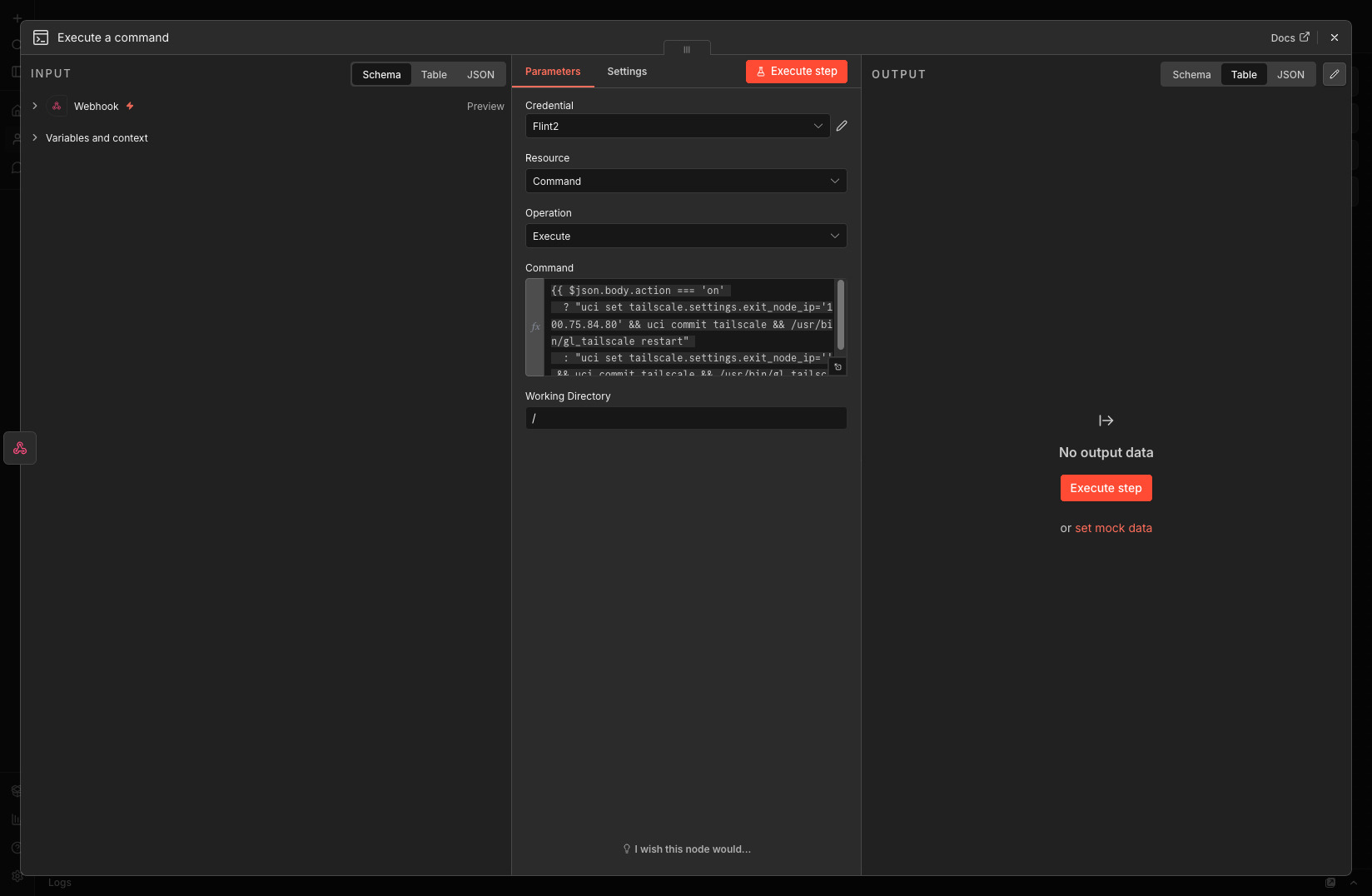 Cấu hình command SSH node