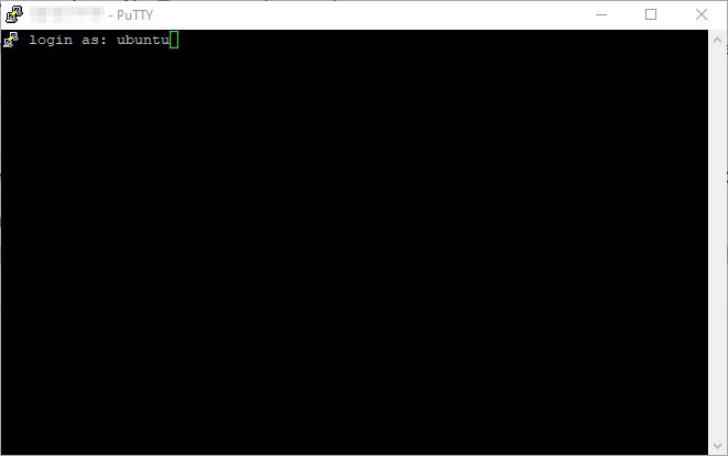 Tên đăng nhập: ubuntu, bấm Enter. Putty sẽ tự động đăng nhập vào máy ảo mà không cần phải nhập password