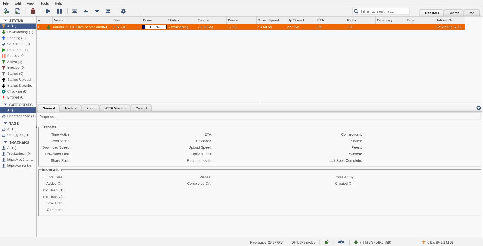 Giao diện Web UI mặc định của qBittorrent