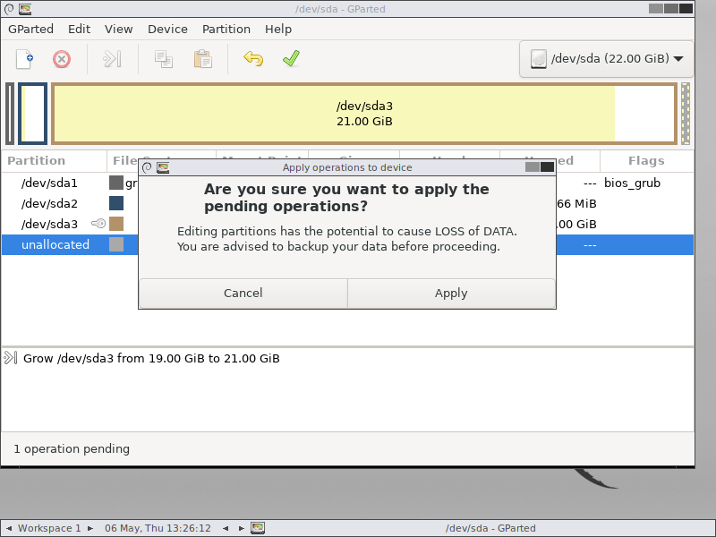 Chọn Apply để xác nhận