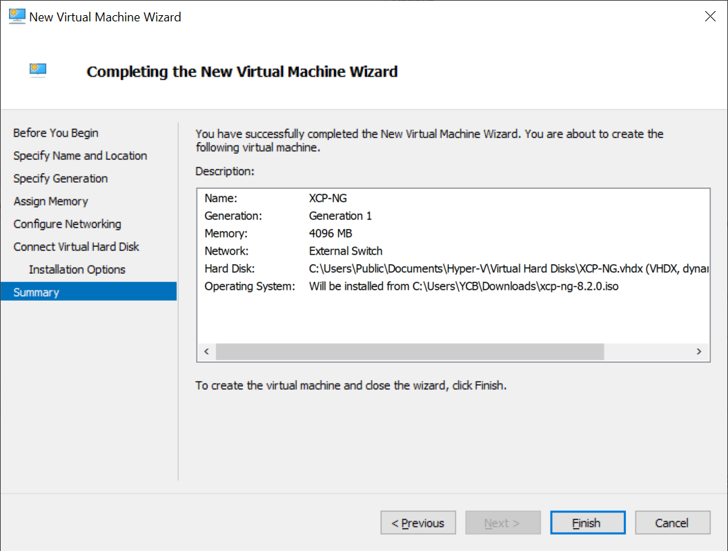 Tạo máy ảo Hyper-V để cài đặt XCP-NG