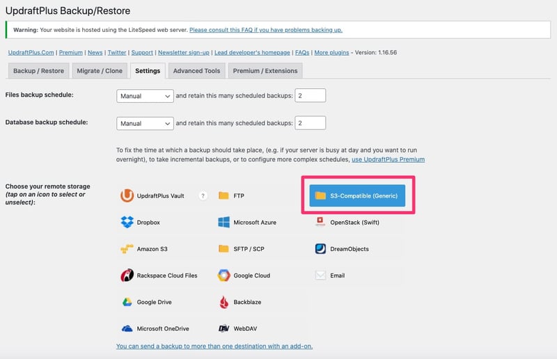 Chọn S3-Compatible (Generic) và kéo xuống dưới để điền thông tin