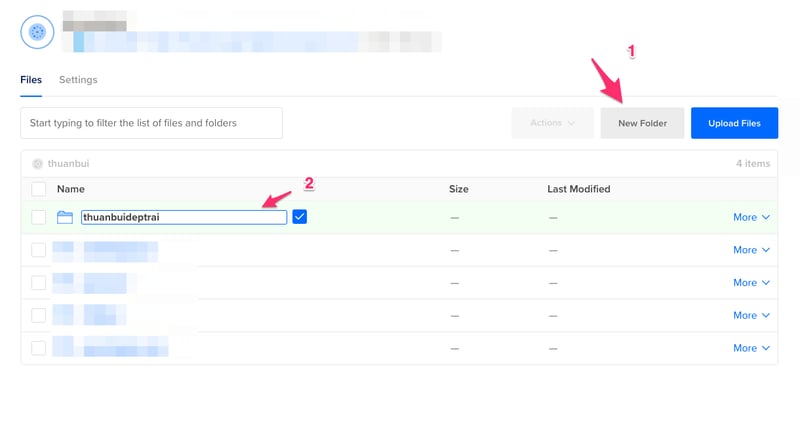Bấm New Folder và đặt tên cho thư mục mới.