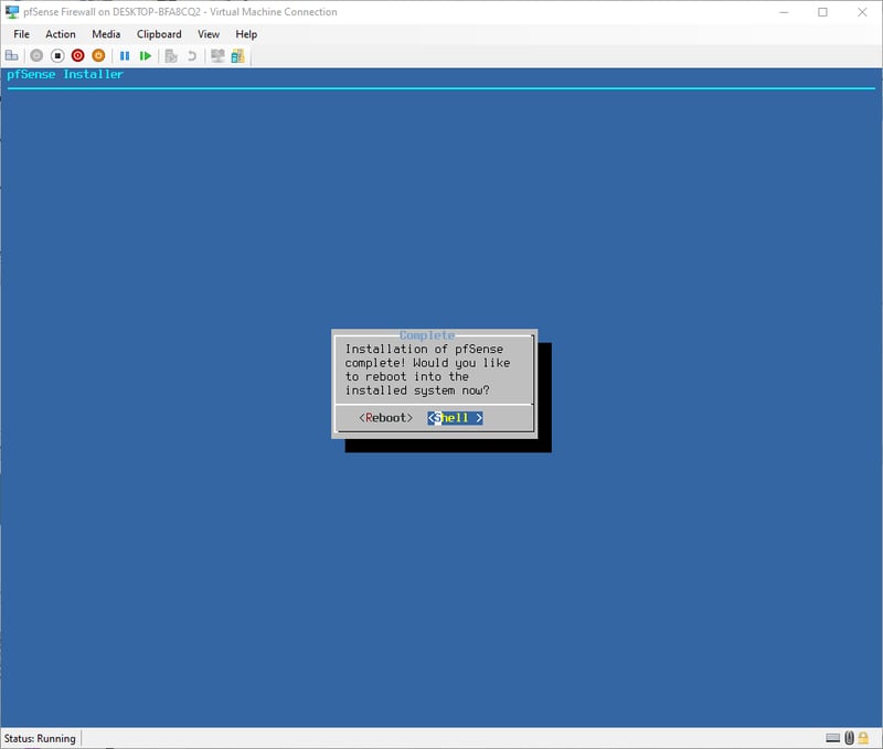 Chọn Shell để thoát ra giao diện dòng lệnh