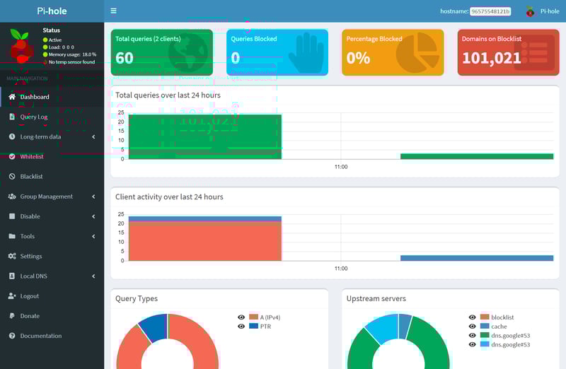 Giao diện trang quản trị Pi-hole