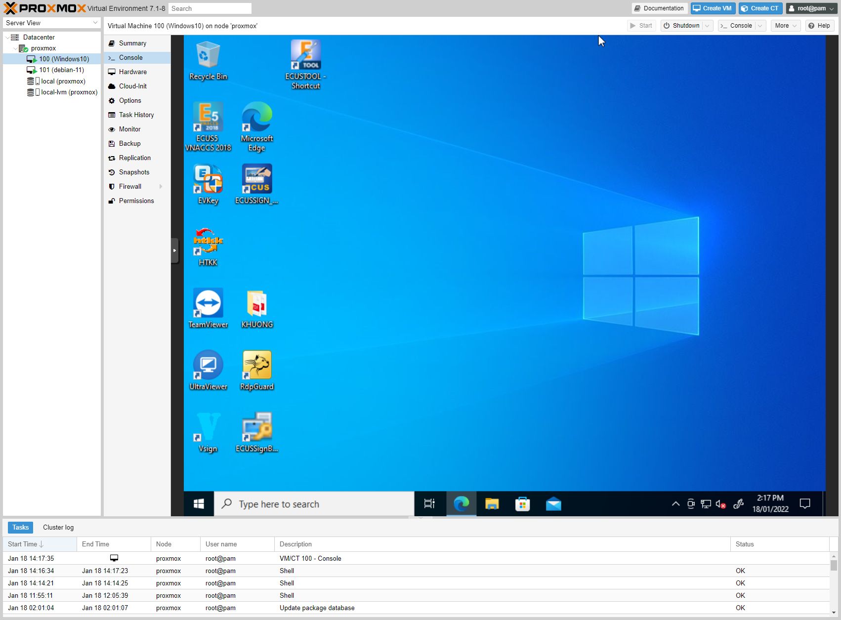 Truy cập Console của máy ảo Windows 10