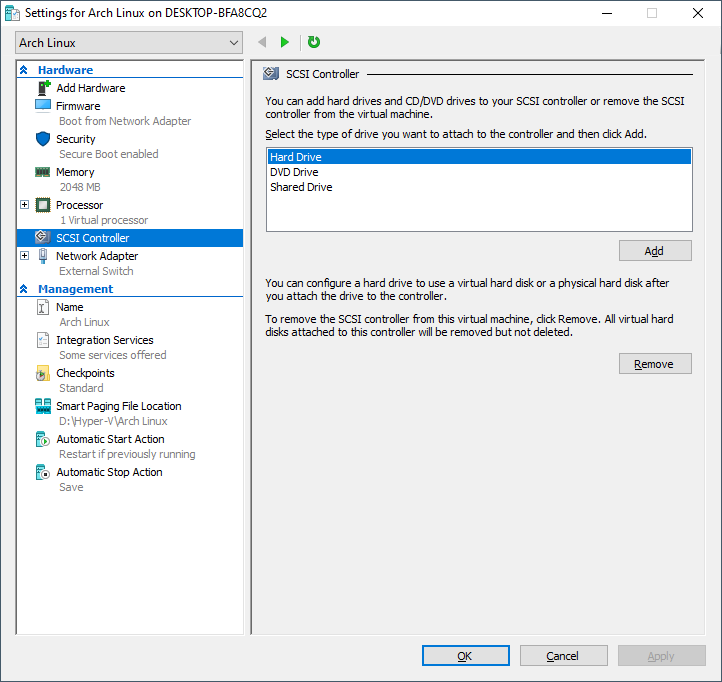Chọn Hard Drive, bấm Add