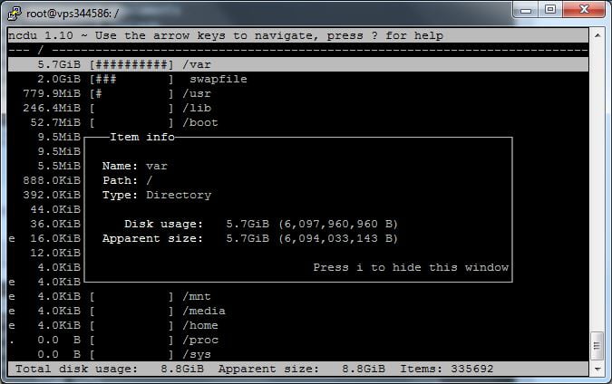 Bấm i để xem thông tin thư mục, bấm i lần nữa để đóng