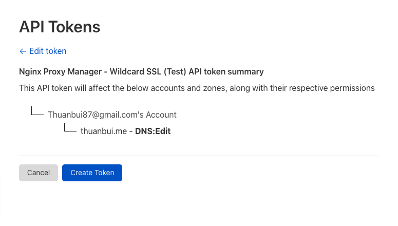 Tạo API Token trên Cloudflare