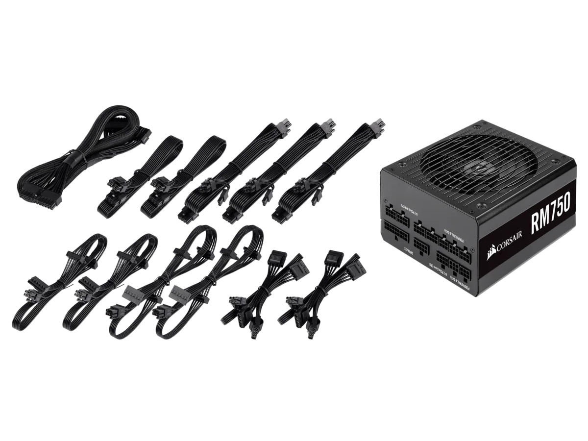 Bộ nguồn đi kèm theo 1 đống dây cáp điện. Trên thực tế mình chỉ dùng 4 sợi: 24pin ATX, 8pin CPU, 6pin PCIe và SATA