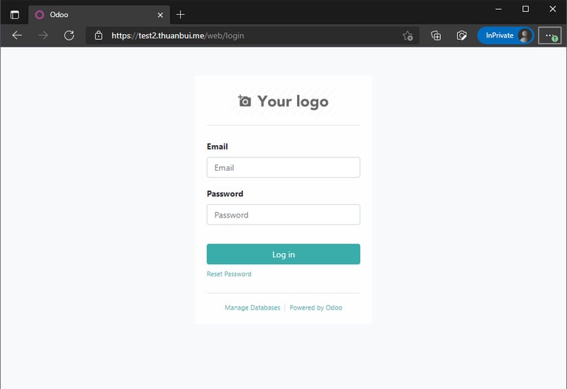 Truy cập vào Odoo bằng địa chỉ https://test2.thuanbui.me
