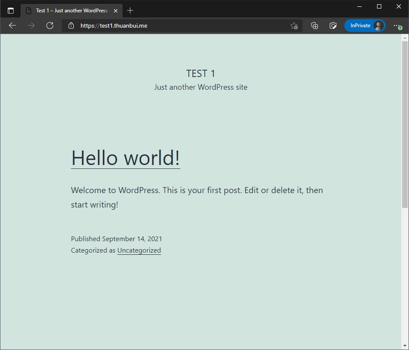 Truy cập vào WordPress thành công theo tên miền