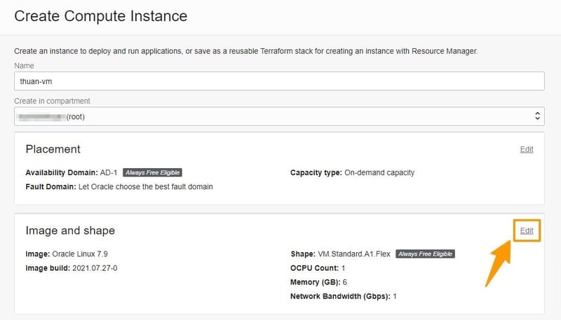 Mục Name: bạn điền tên tuỳ ý. Ở phần Image and Shape, bấm vào nút Edit