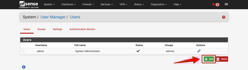 Bấm Add để tạo tài khoản mới
