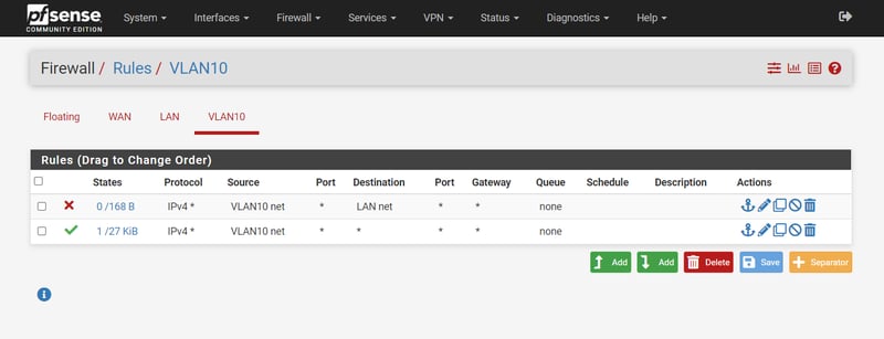 Firewal Rule cho VLAN10
