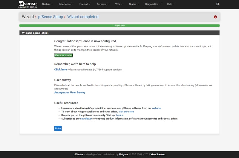 Bấm Finish để hoàn thành