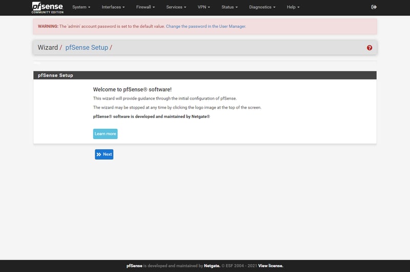 Đăng nhập thành công vào pfSense Web UI