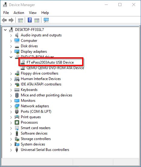 Thiết bị chữ ký số eToken hiện ra trong Device Manager
